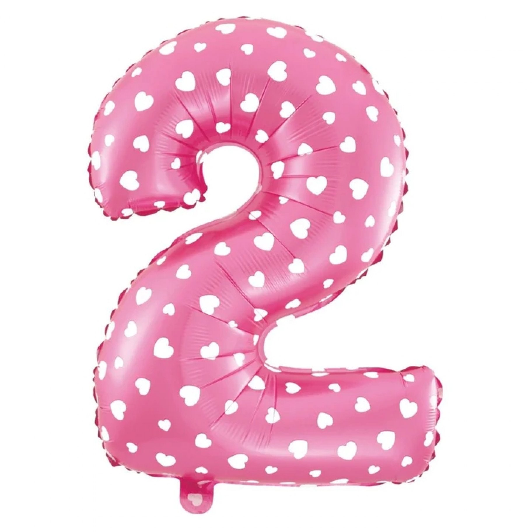 Fooliumist roosa südametega õhupall Number "2"