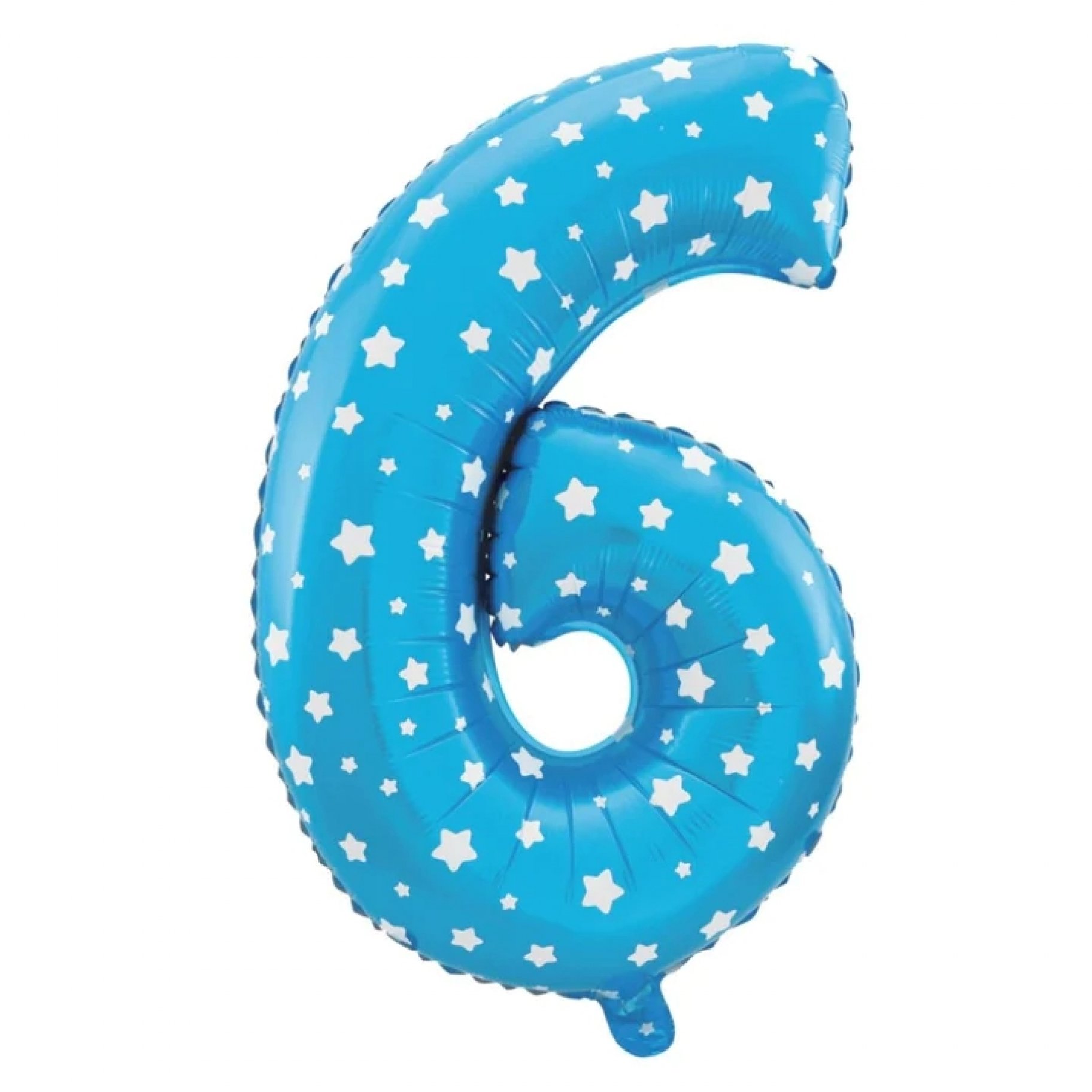 Fooliumist sinine tähekestega õhupall Number "6"