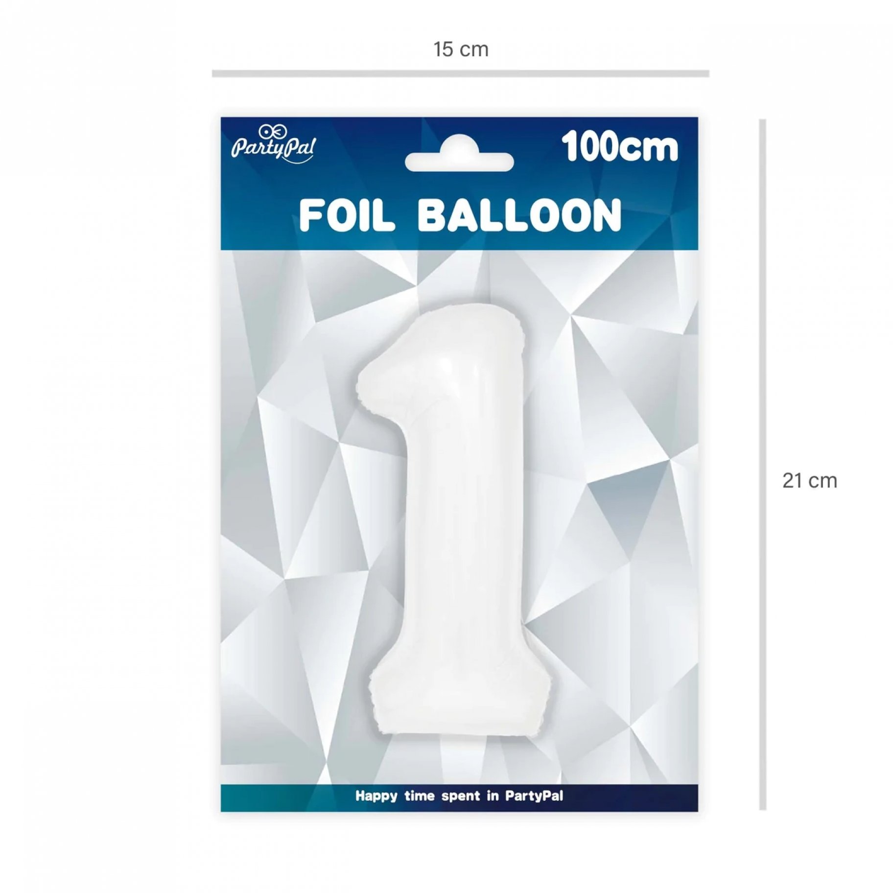 Fooliumist valge õhupall Number "1"
