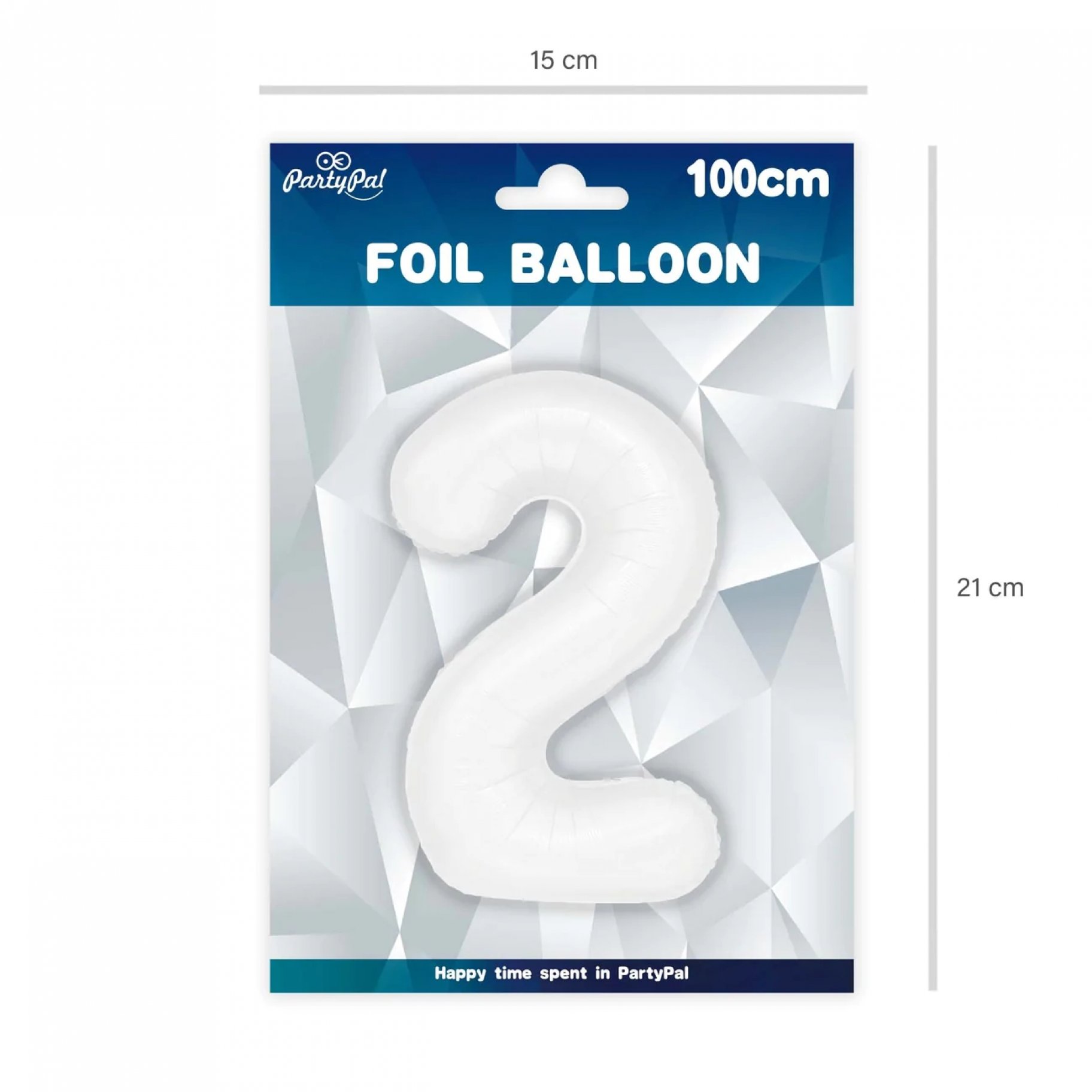 Fooliumist valge õhupall Number "2"