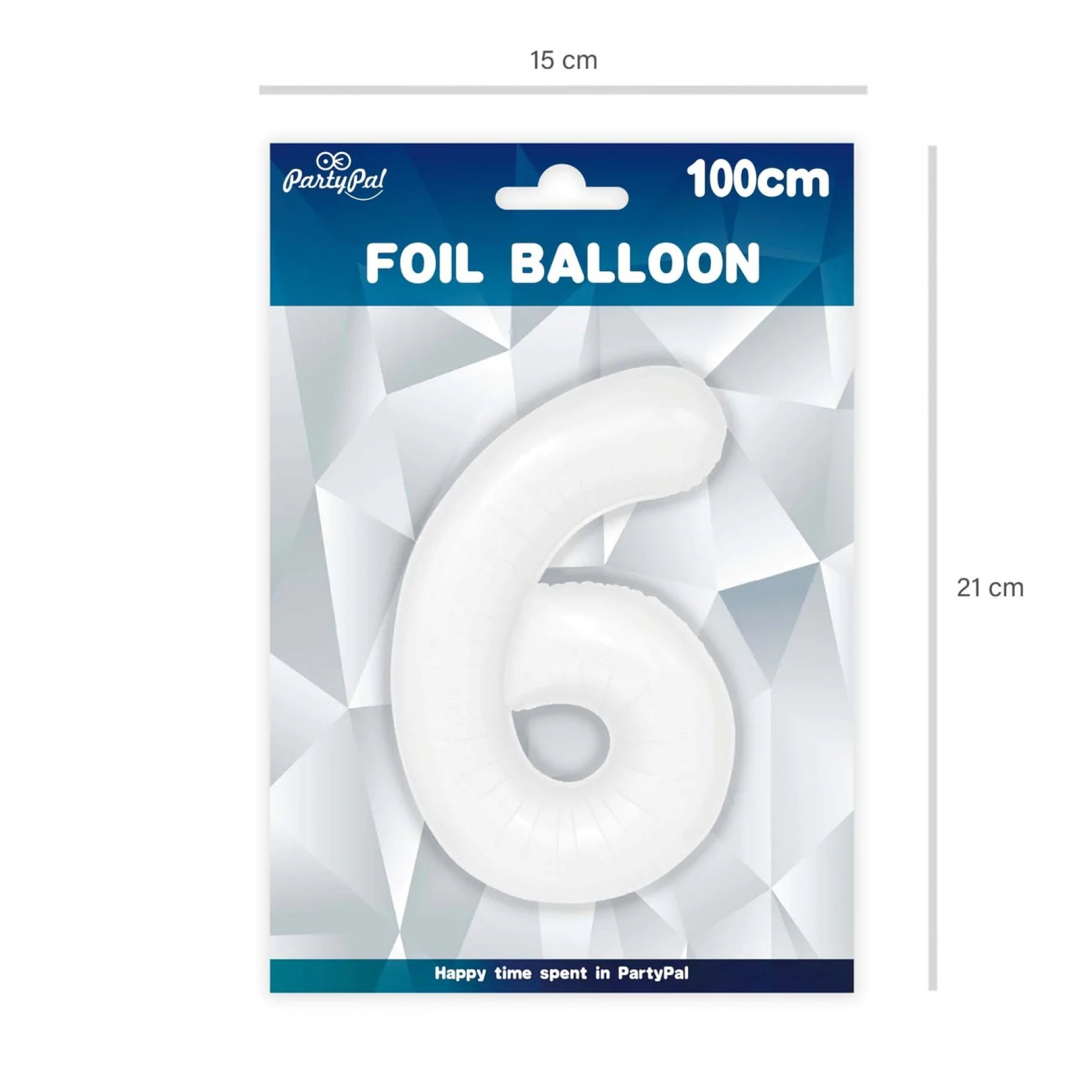 Fooliumist valge õhupall Number "6"