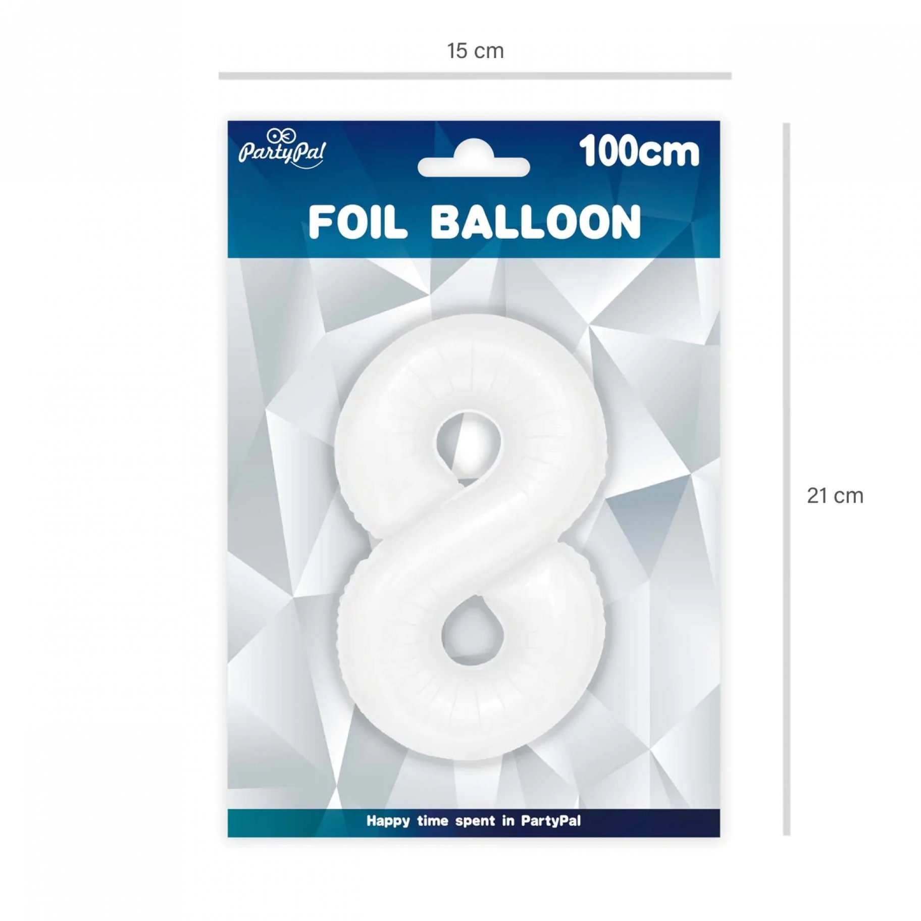 Fooliumist valge õhupall Number "8"