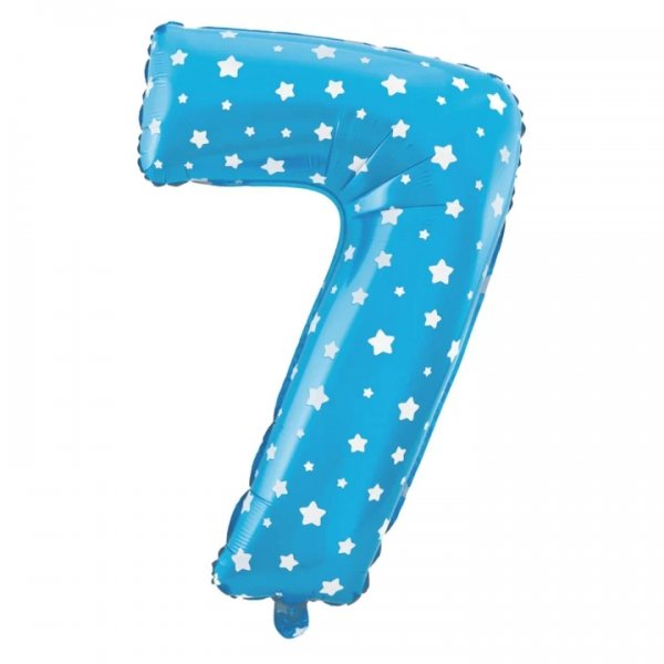 Fooliumist sinine tähekestega õhupall Number "7"