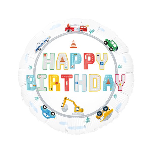 Fooliumist õhupall "Happy Birthday - Autod"