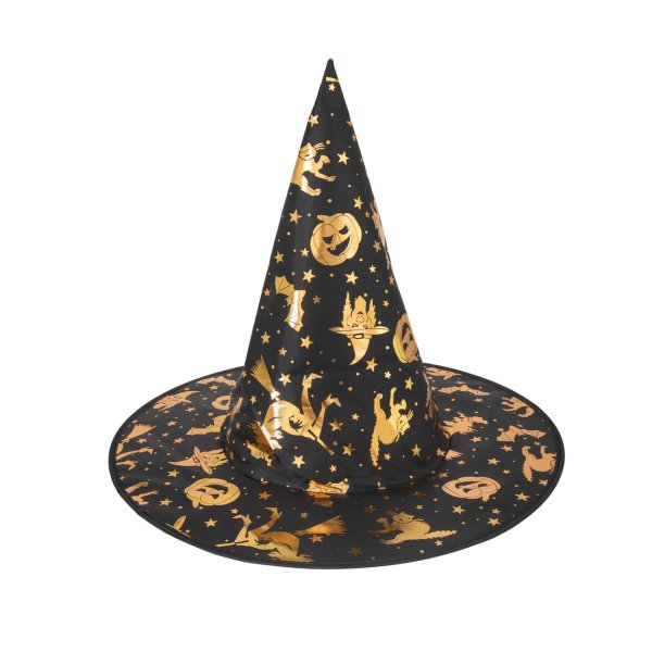 Nõia müts "Kuldse halloween mustriga"
