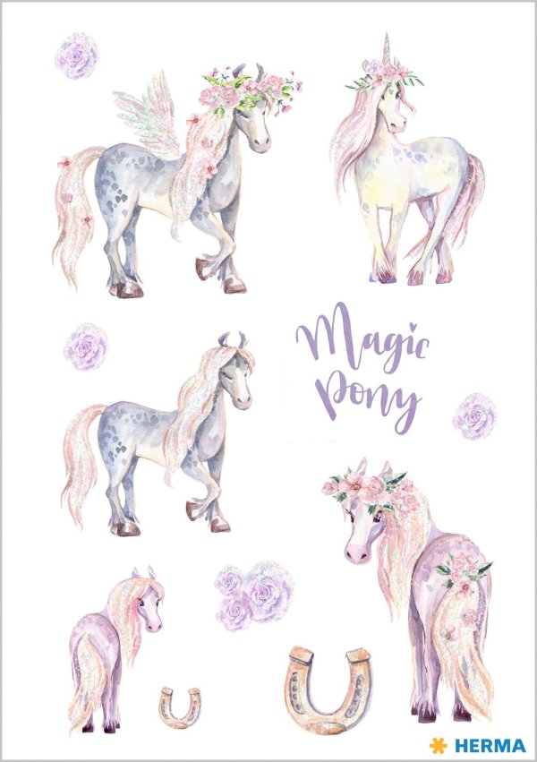 Kleebis "Maagilised ponid glitteriga"