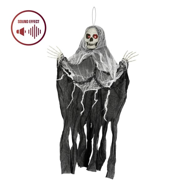 Riputatav halloweeni dekoratsioon "Skelett helendavate silmade ja heliga"