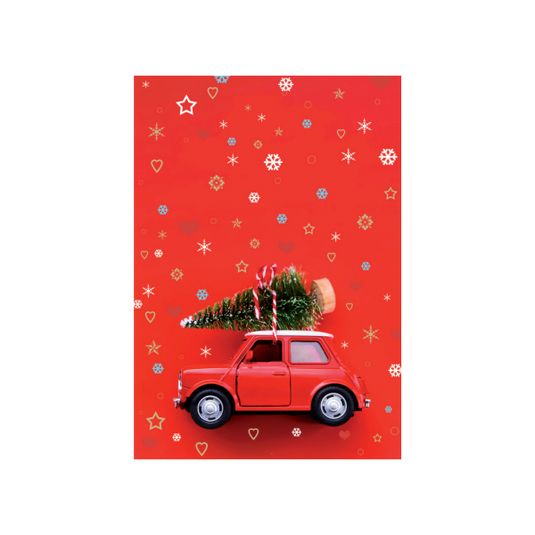 Jõulukaart "Jõulupuu autol"