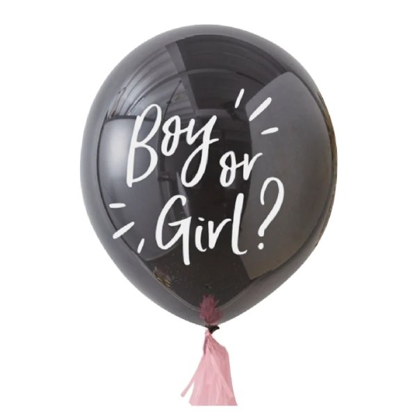 Õhupall roosa konfettiga "Boy or Girl?"