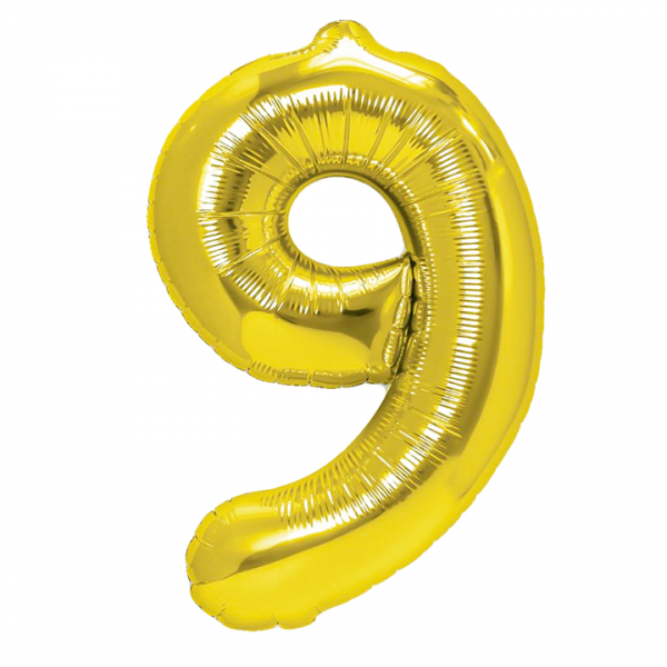 Fooliumist kuldne õhupall "Number 9"