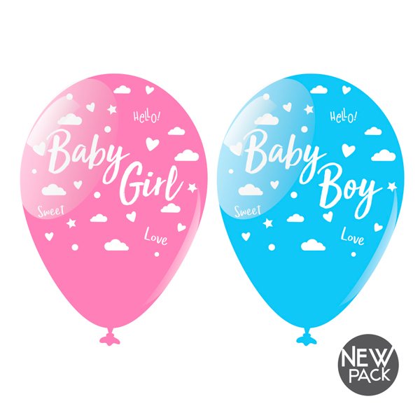 Õhupallid "Baby Boy" või "Baby Girl" kirjaga