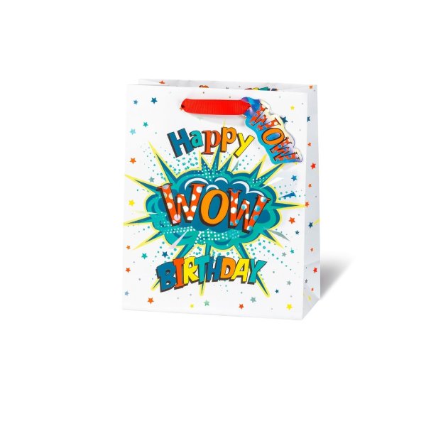 Keskmine kinkekott "WOW Happy Birthday"
