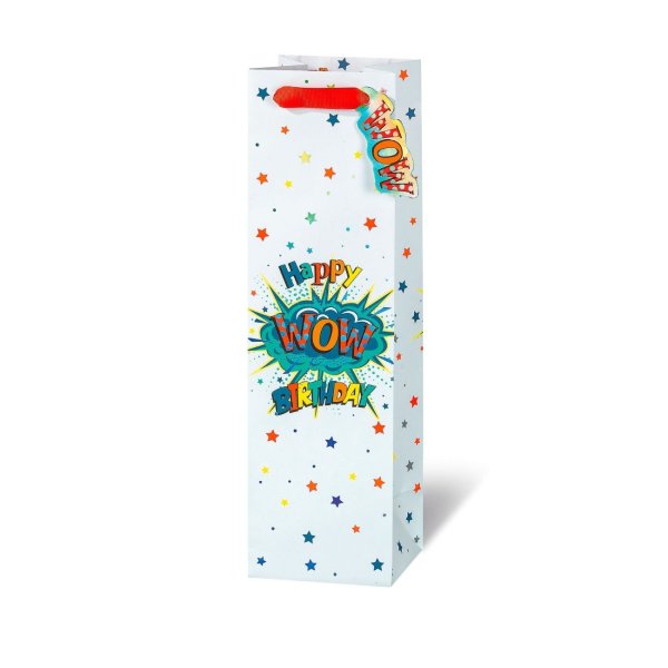 Pudeli kinkekott "WOW Happy Birthday"