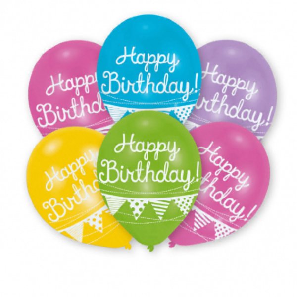 Õhupallid "Värvilised Happy Birthday kirjaga"