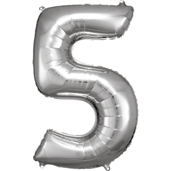 Fooliumist hõbedane õhupall "Number 5"