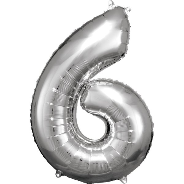 Fooliumist hõbedane õhupall "Number 6"