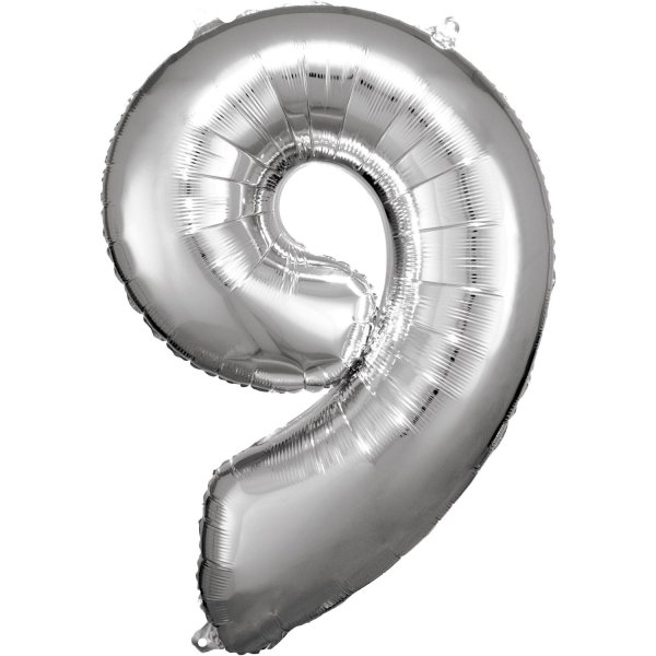 Fooliumist hõbedane õhupall "Number 9"