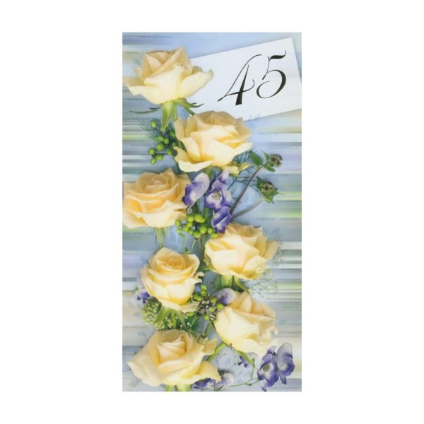 Õnnitluskaart "Valged roosid triibulisel taustal 45"