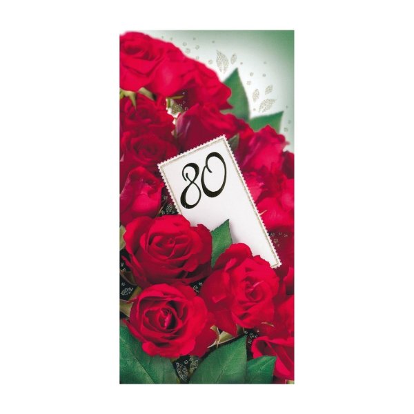 Õnnitluskaart "Punase roosi kimp kaardiga 80"