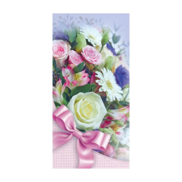 Õnnitluskaart "Lillekimp roosa lipsuga"