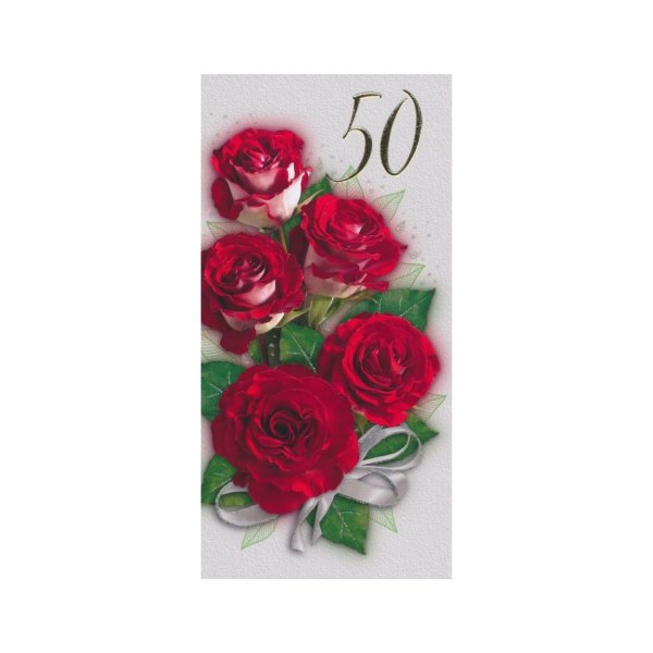Õnnitluskaart "Punased roosid 50"