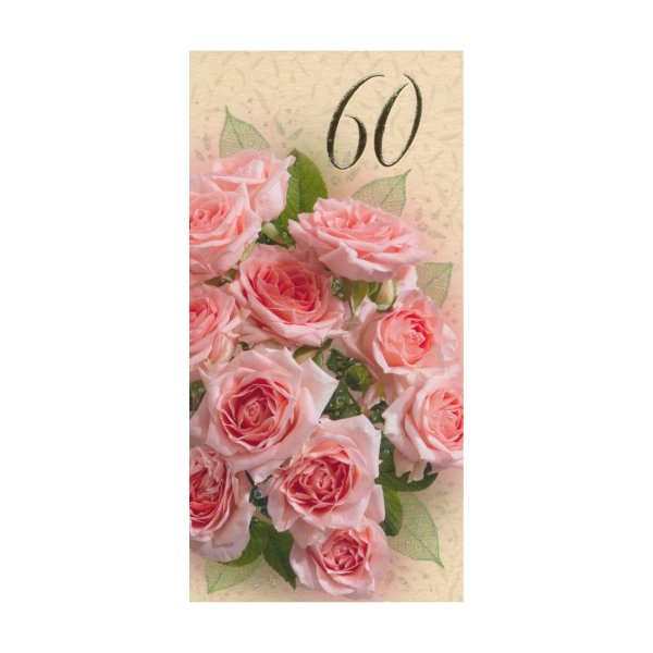 Õnnitluskaart "Roosa roosid 60"