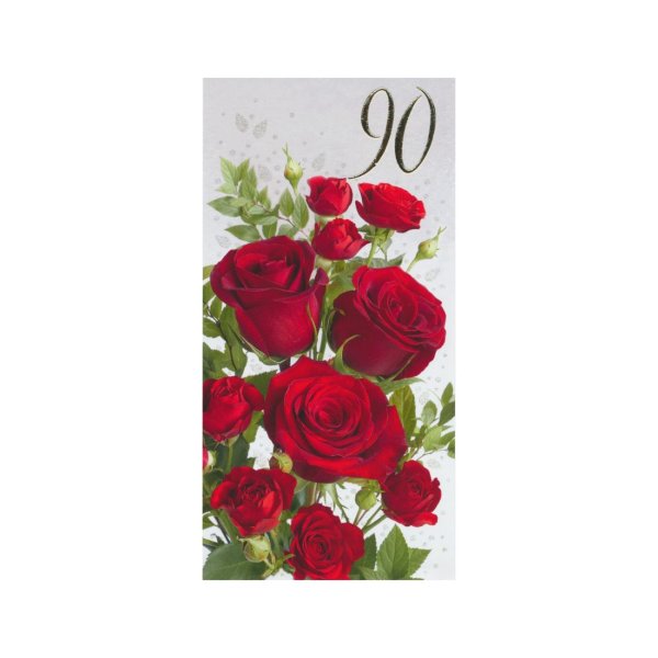 Õnnitluskaart "Punased roosid 90"