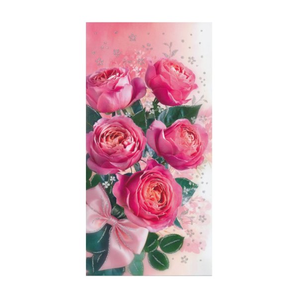 Õnnitluskaart "Roosad roosid lipsuga"