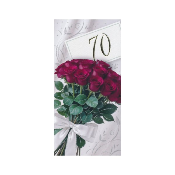 Õnnitluskaart "Roosikimp valge lipsuga 70"