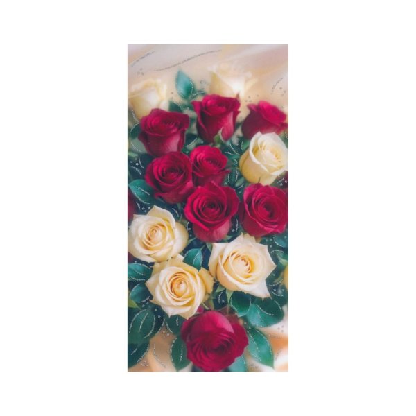 Õnnitluskaart "Valged ja punased roosid"