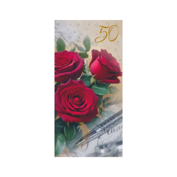 Õnnitluskaart "Punased roosid 50"