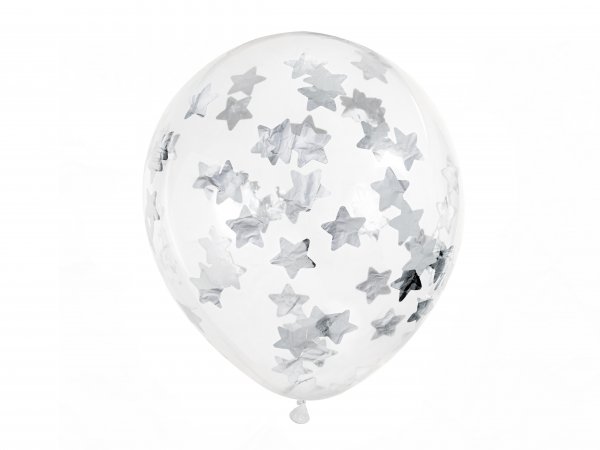 Õhupallid hõbedaste täht konfettidega