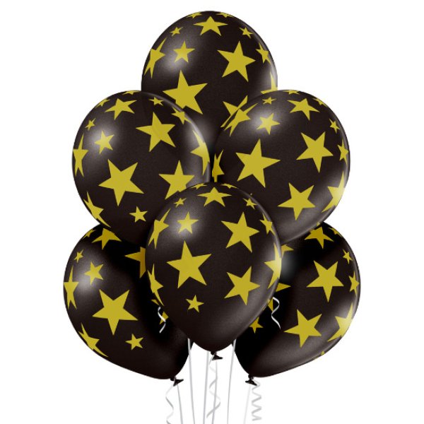 Õhupallid "Kuldsed Tähed Mustal"