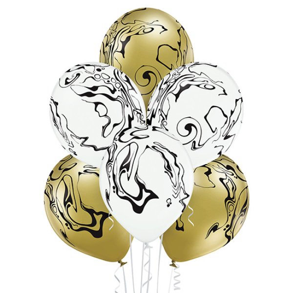 Õhupallid "Marmor kuldsel ja valgel"
