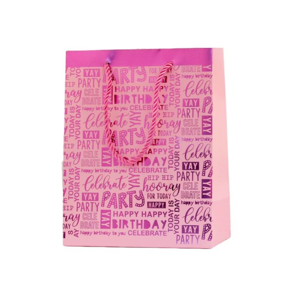 Kinkekott - Suur "Heleroosa Happy Birthday"