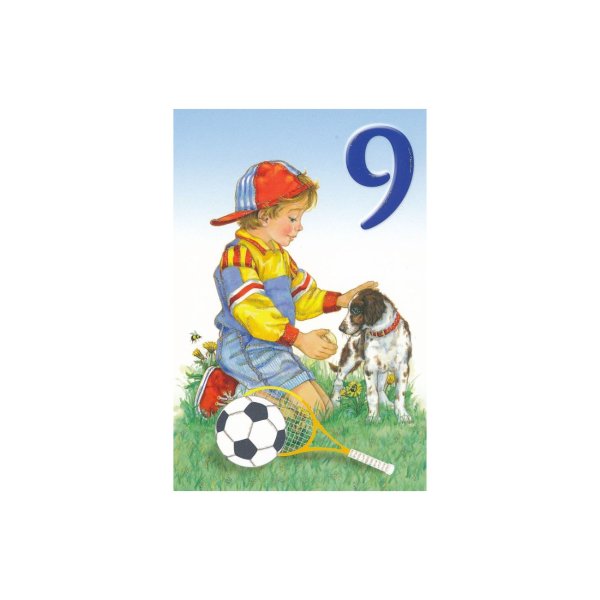 Õnnitluskaart poisile numbriga "9"