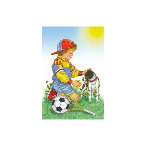 Õnnitluskaart "Poiss koeraga"