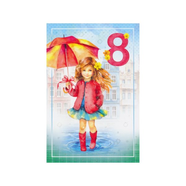 Õnnitluskaart numbriga "8"