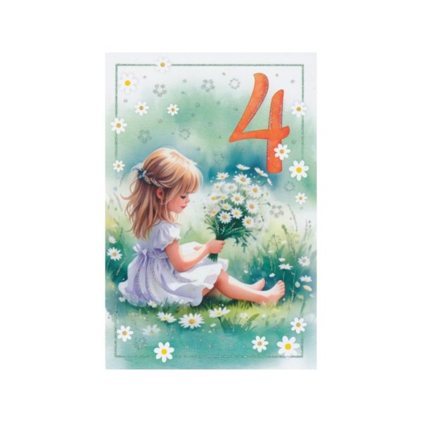Õnnitluskaart numbriga "4"