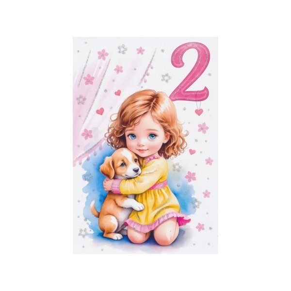 Õnnitluskaart tüdrukule numbriga "2"