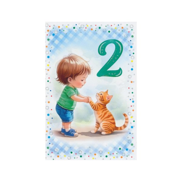Õnnitluskaart poisile numbriga "2"