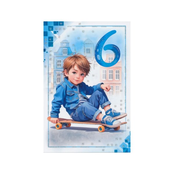 Õnnitluskaart poisile numbriga "6"