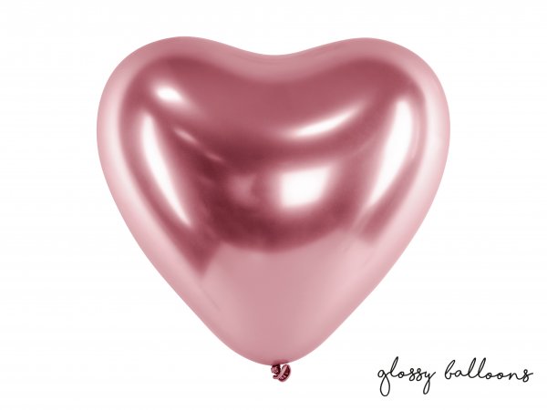 Õhupall "Läikiv kuldne roosa süda"