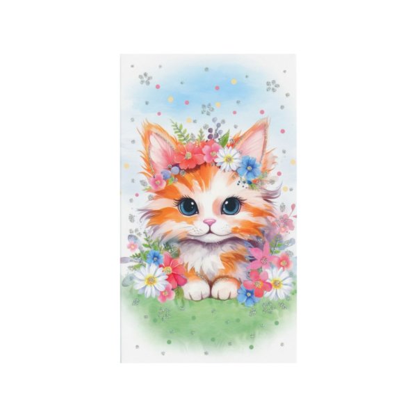 Rahakaart glitteriga "Kass lillepärjaga"