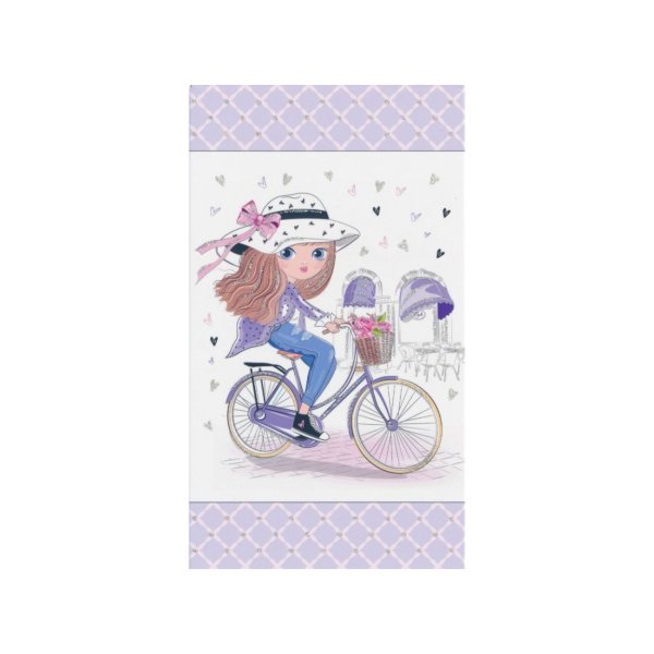 Rahakaart glitteriga "Tüdruk jalgrattal"