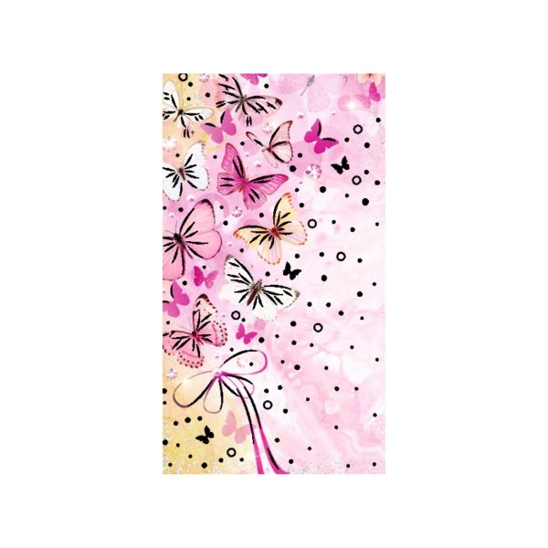 Rahakaart glitteriga "Liblikad roosal taustal"
