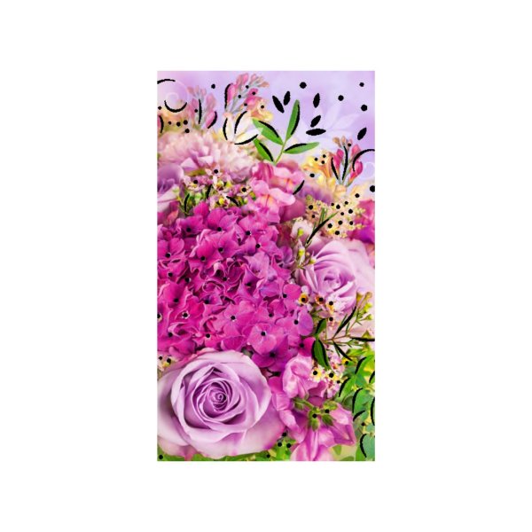 Rahakaart glitteriga "Roosi ja hortensia lillemuster"