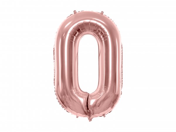 Fooliumist kuldne roosa õhupall "Number 0"