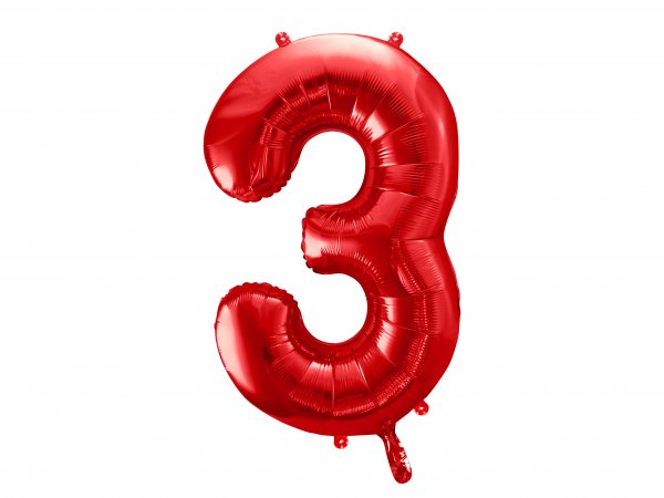 Fooliumist punane õhupall "Number 3"