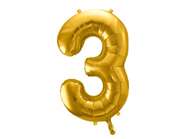 Fooliumist kuldne õhupall "Number 3"